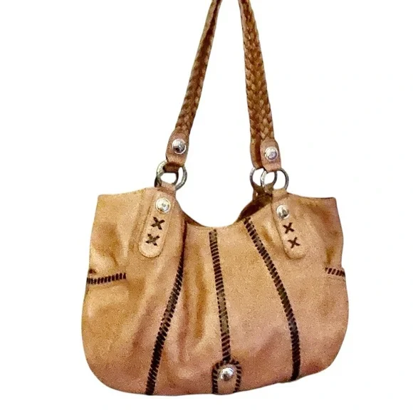 Brighton Mesa Camel Leather Bag with Whipstitching - Picture 3 of 11